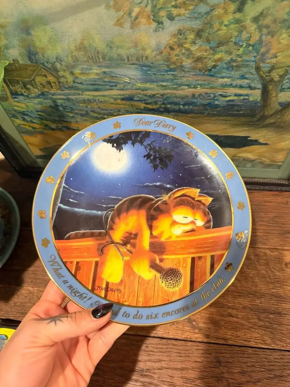 Danbury Mint 1990 Garfield Collector Plate - Dear Diary Series: What A Night